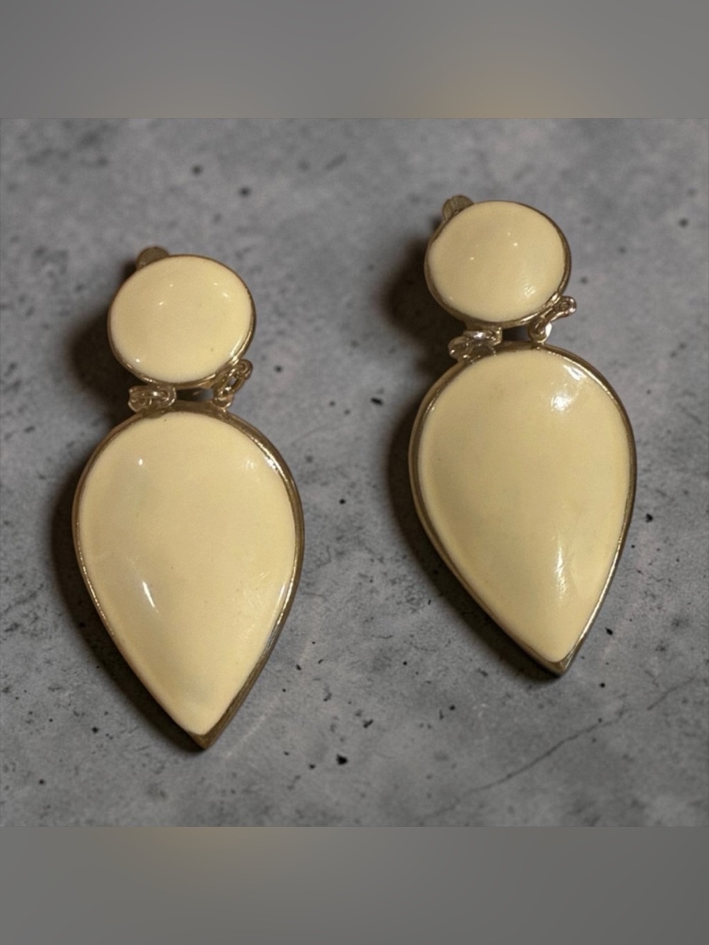 Vintage Cream Drop Clip On Earrings